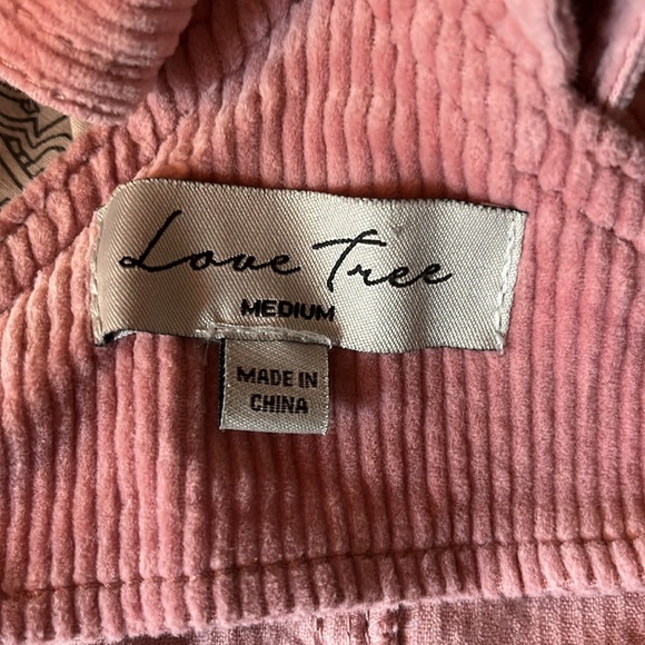 Pink Love Tree women’s Corduroy Pocket Mini Overall Dress Jumper Size Medium - Picture 3 of 3